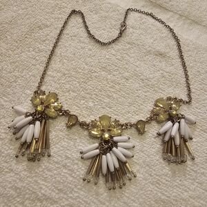 Chic Gold and White Floral Necklace